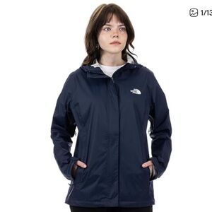 The North Face Hooded Hyvent Waterproof Windbreaker Rain Jacket Dark Navy